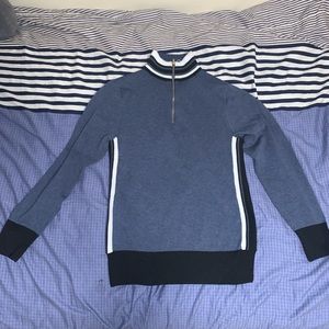 COOFANDY Men's Quarter Zip Pullover Sweater Casual Slim Fit Striped Polo Sweater